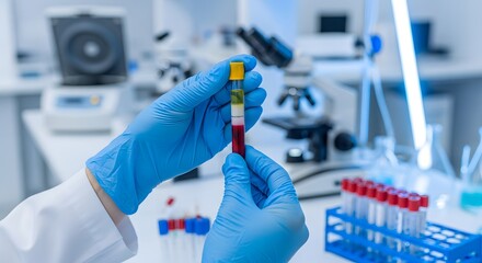 Scientist putting test tubes into rack