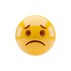 A sorrowful emoji expressing sadness and disappointment. The emoji's downturned mouth and furrowed brow convey a sense of melancholy