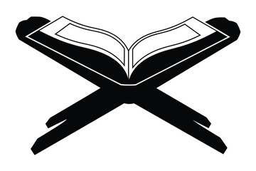 Holy book on wooden stand symbol icon silhouette for quran vector illustration art