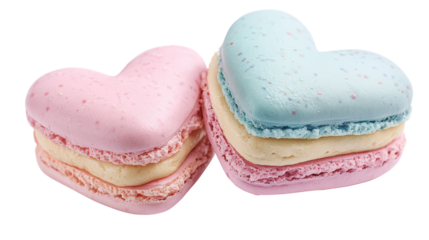 Two Heart Shaped Macarons Against Checkered Background Presents Confectionery Delight with Sweet Treat in Bakery Temptation Still Life