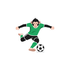 Fototapeta premium Cartoon Monkey Playing Soccer with Ball.