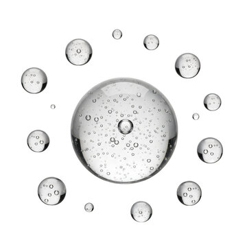 Circular arrangement of bubbles and light reflections abstract photography 1951 transparent background