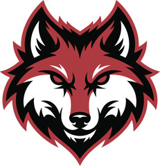 Fierce red wolf logo with sharp teeth and eyes