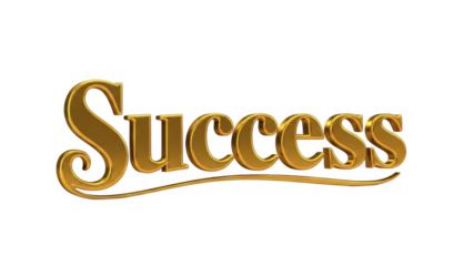 Golden 3 D text success word with underline on black background image