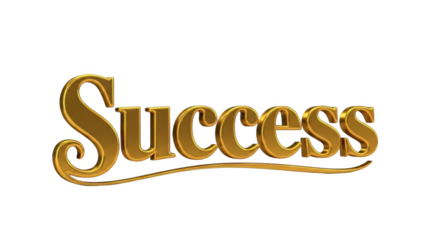 Golden 3 D text success word with underline on black background image - Powered by Adobe