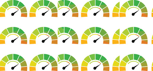 Speedometer gauge vector set featuring performance meter indicators dashboard levels and colorful progress measurement icons