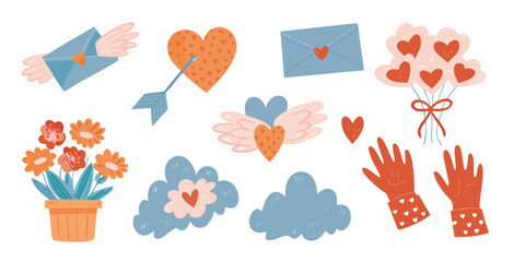 A charming collection of love symbols hearts letters flowers and hands