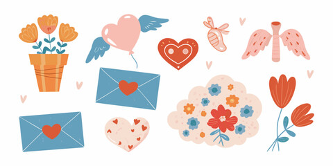 A charming collection of love and floral themed illustrations for various designs © Ruhidas