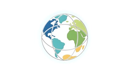 Fototapeta premium Globe Icon in Flat Design with Pastel Colors on White Background for International Marketing