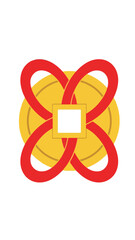 Traditional Chinese knot with coin symbol representing good luck, prosperity, and auspicious beginnings