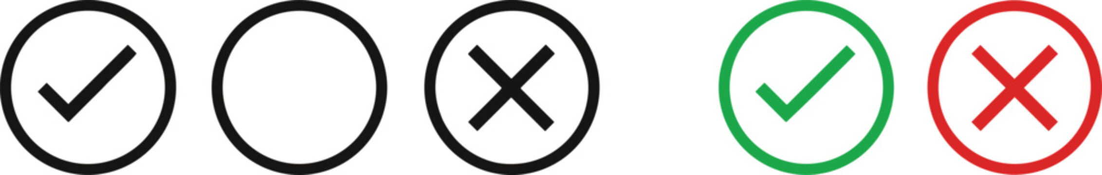 Check and cross icon vector set featuring approval confirmation cancel and validation symbols for user interface design