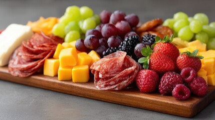 Exquisite Charcuterie Board with Assorted Fruits, Cheeses, and Meats Perfect for Entertaining and Celebrations