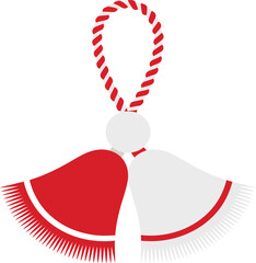 Vibrant red and white tassel keychain with rope loop