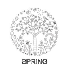 A Professional Seasonal Spring Nature Symbol, Showcasing Environmental Growth and Digital Floral Blooming Garden Renewal Equinox Fresh.