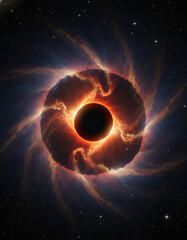 Fototapeta premium Celestial cosmic vortex art illustrating a stellar eclipse with radiant nebula patterns