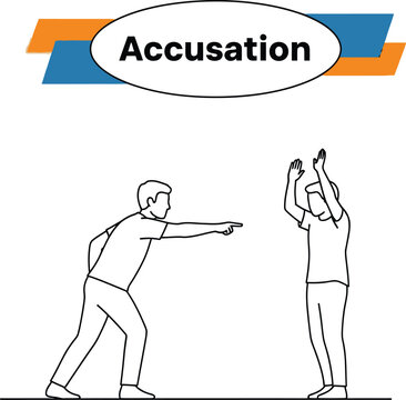 Black outline vector of one person angrily pointing and accusing another