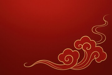 Red Chinese Cloud Background with Traditional Asian Ornament Style