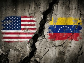 Cultural exchange through flags usa and venezuela digital art grunge background historical context