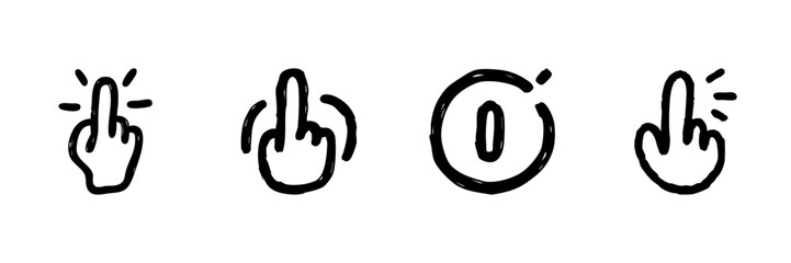 Obraz premium Hand Gesture Line Icon Set In Doodle Style. Communication, Interaction, And User Interface Outline Sketch Collection. Hand Drawn Isolated Vector Illustration