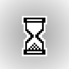 Pixel art hourglass loading icon. Retro 8-bit computer sandglass loop video. Time cursor. Download, load, upload, install, processing time seamless animation. Vector illustration