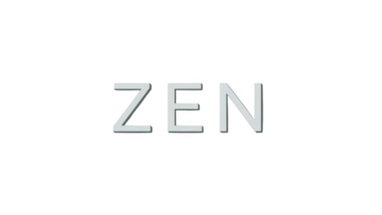 White 3 D Zen Text on Black Background word silver