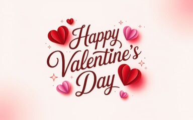 Happy Valentines Day Card with Hearts and Sparkles Valentine Greeting