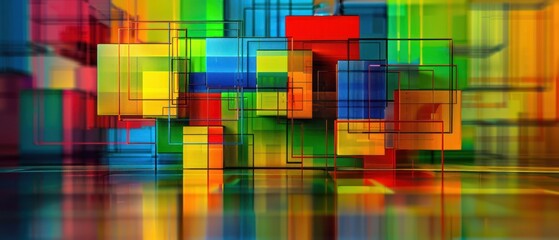 Abstract 3D Geometric Background with Square Shapes and Cubes Creating a Playful Modern Composition for Contemporary Design, Creative Visuals