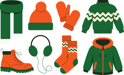 Winter clothing and accessories for cold weather © LailaArtworks