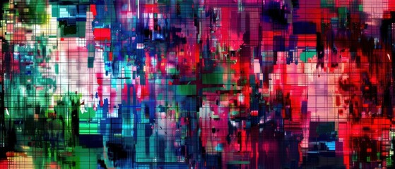 Colorful Abstract 2D Geometric abstract paint dirty Background with Vibrant Rectangles and Cubes Creating a Modern Playful Composition for Contemporary Design and Creative Visual Concepts.