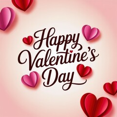 Happy Valentines Day Card with Hearts Greeting Illustration