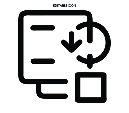 Document with download arrow and recycle symbol icon representing data transfer and reuse