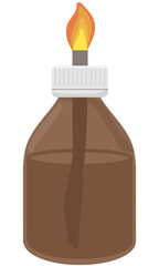 Traditional Oil Lamp Made from Glass Bottle