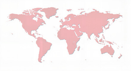 Pink world map illustration on white background  