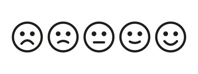 Obraz premium Emotion Feedback Icons for Survey, Rating, and User Experience Design