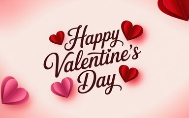 Happy Valentines Day Card with Red Hearts Greeting for Lovers Celebration