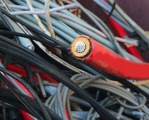 section old electric cable and other used cables special waste collection center for disposal and...