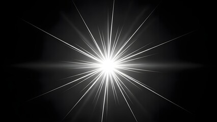 A bright white starburst with radiating lines on a dark background