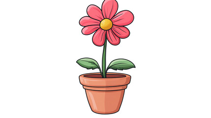 Blooming Delight: a charming cartoon flower in a pot.