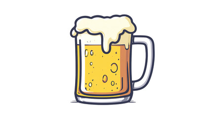 Golden Brew in a Glass: A refreshing pint of golden beer, brimming with a frothy head, depicted in a stylish illustration, inviting relaxation and enjoyment.