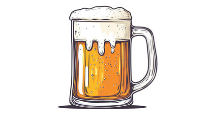 Frothy Brew: A detailed illustration of a refreshing glass of golden beer with a creamy, overflowing head