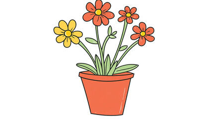 Blossoming in Full Bloom: A vibrant display of colorful blossoms springs forth from a terracotta pot, showcasing the inherent beauty of nature's artistry.