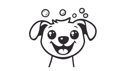 Whimsical Pup: A cheerful pup with a happy expression and adorable bubbles.