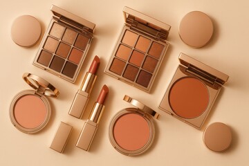 Luxury Beauty Essentials with Warm Tones for Marketing Design