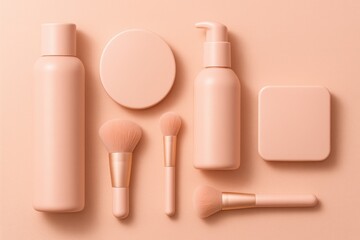 Professional Makeup Kit Flat Lay for Cosmetic Branding