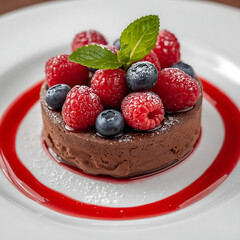 chocolate cake with raspberries
