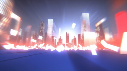 Futuristic Cityscape with Abstract Light Trails Capturing Urban Vibes in Motion and Dynamic Perspectives