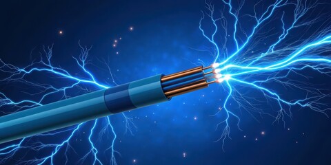 Electric cable with sparks and lightning effect