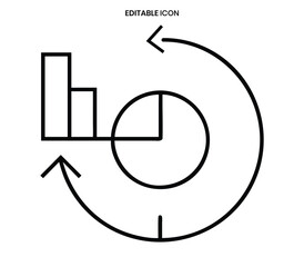 A simple black and white line drawing of a circular diagram with a bar chart element