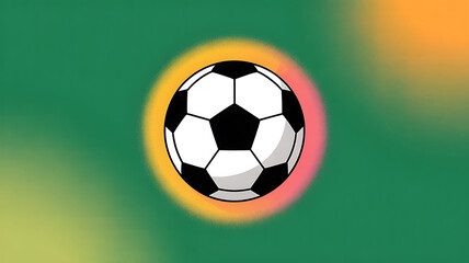 Classic soccer ball with colorful glow on gradient background