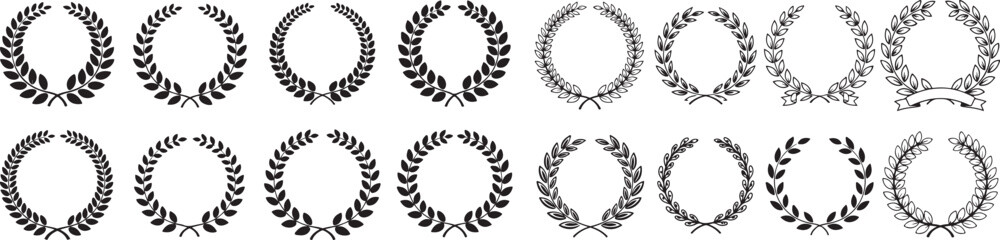 Laurel wreath vector set silhouette.eps